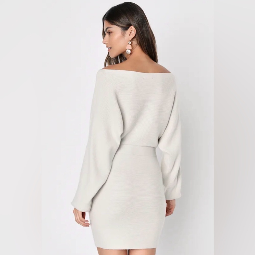 Lulu's Modern Comfort Ivory Dolman Sleeve Mini Sweater Dress • XL • NWT - Picture 2 of 8